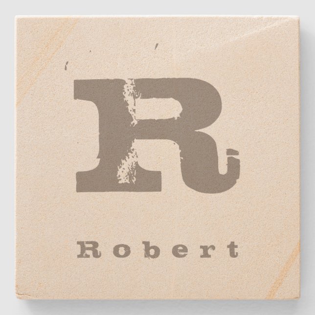 Initial sandsten för Monogram för modern design Stenunderlägg (Framsidan)