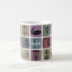 Initial Skräddarsydd Disc Golf-gåva Retro Sportfan Kaffemugg