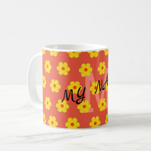 Initial söt blommigt för modern elegant kaffemugg