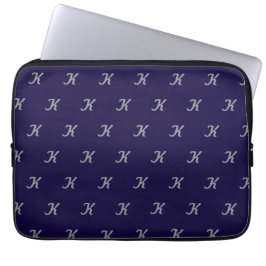 Initial Tablet Case (Navy Blue & Silver) Laptop Fodral