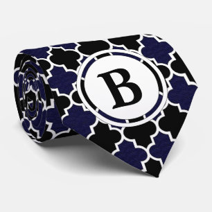 Initial Tie för marinblå och svart beställnings Slips
