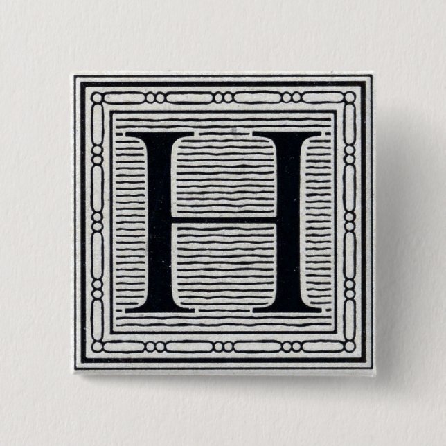 Initial träkloss för träsnitt för kvarterbrev "H" Knapp (Framsida)