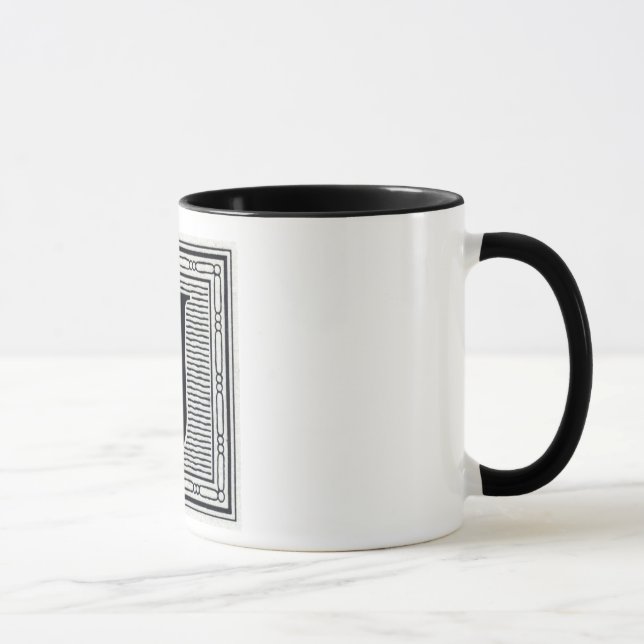 Initial träkloss för träsnitt för kvarterbrev "J" Mugg (Höger)