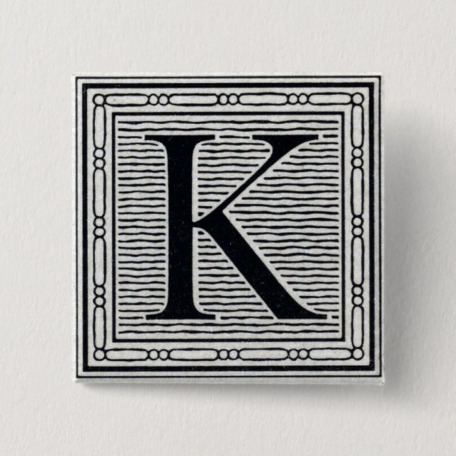 Initial träkloss för träsnitt för kvarterbrev "K" Knapp (Framsida)