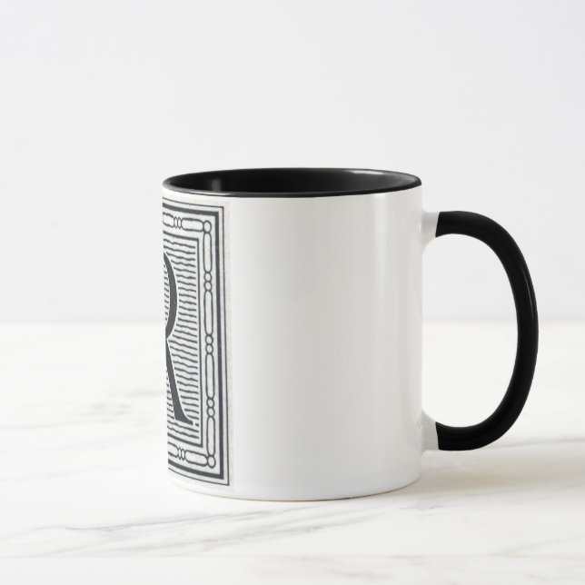 Initial träkloss för träsnitt för kvarterbrev "R" Mugg (Höger)