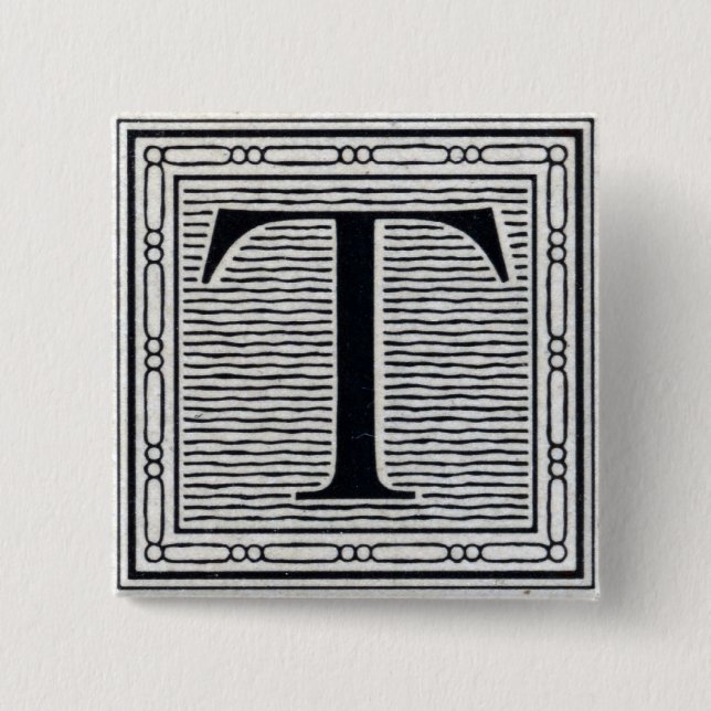 Initial träkloss för träsnitt för kvarterbrev "T" Knapp (Framsida)