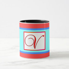 INITIAL V MONOGRAM AQUA MUGG