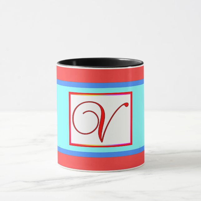 INITIAL V MONOGRAM AQUA MUGG (Center)