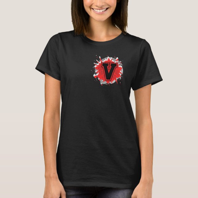 Initial V Monogram Letter Custom Personalized Cust T Shirt (Framsida)