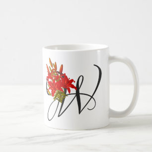 Initial W, Wood Lily Coffee Mugg