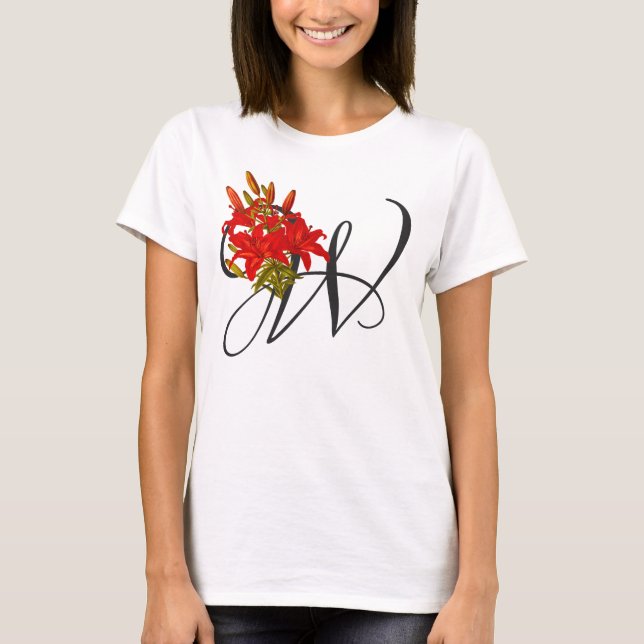 Initial W, Wood Lily T-Shirt (Framsida)