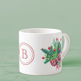 Initial, Watercolor Berries & Greenery Bouquet 6oz Espressomugg