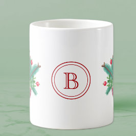 Initial, Watercolor Berries & Greenery Bouquet Kaffemugg