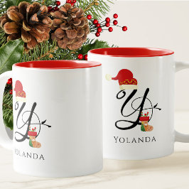 Initial Y Modern Namnskrift Elegant Jul Två-Tonad Mugg
