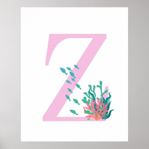 Initial Z Monogrammonogram Rosa Turkos Ocean Poste Poster