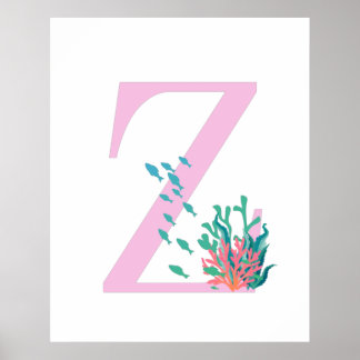 Initial Z Monogrammonogram Rosa Turkos Ocean Poste Poster