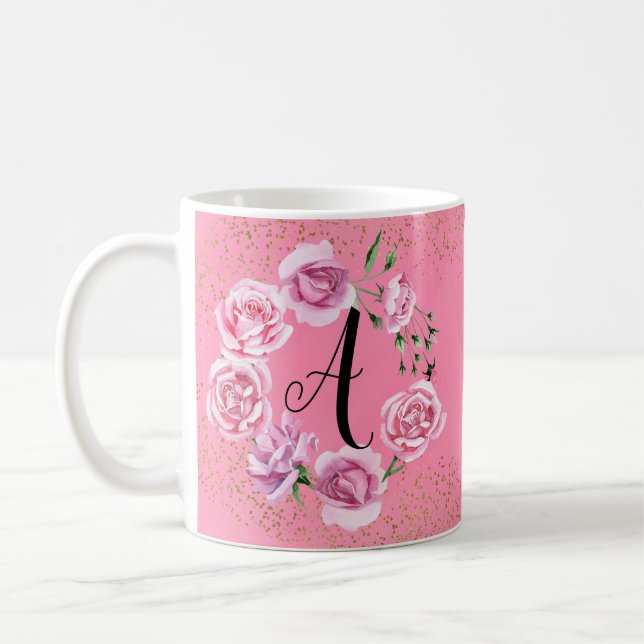 Initiala flott rosa kvinnliga ro kaffemugg (Vänster)