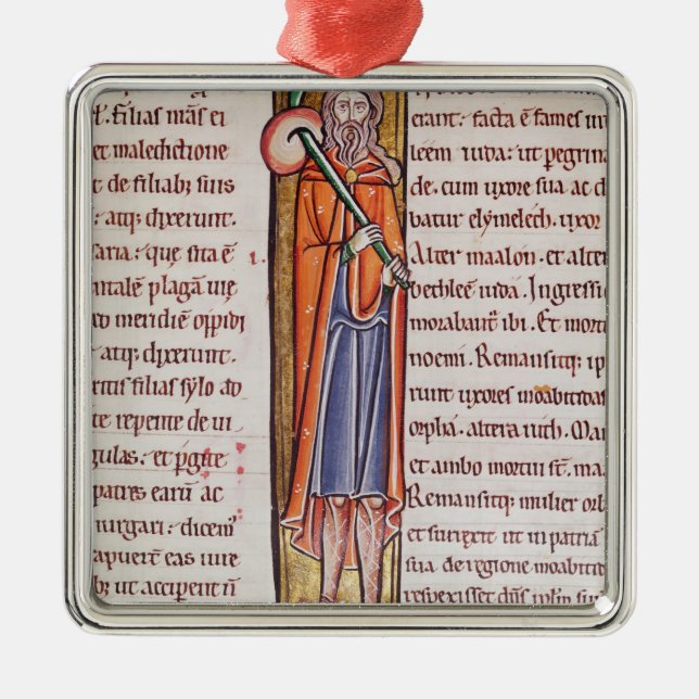 Initiala Historiated "mig" som visar Elimelech Julgransprydnad Metall (Framsidan)