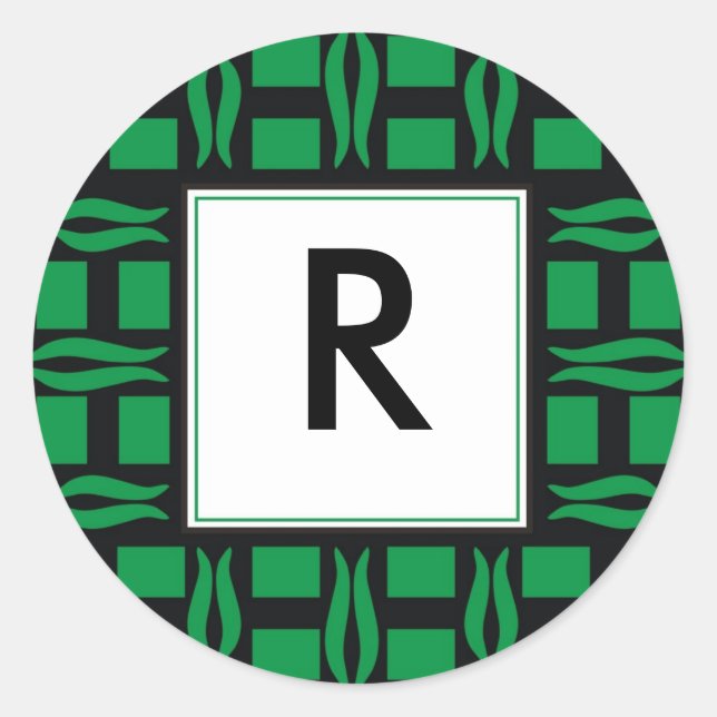 Initiala monogramstift runt klistermärke (Framsida)