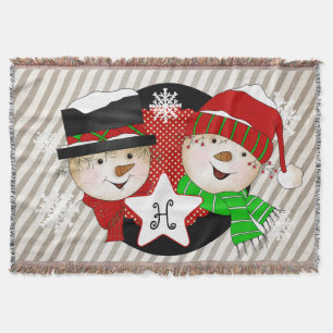 Initiala snögubbear för Monogram på gråttrandk Mysfilt