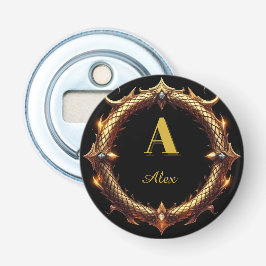 ✨ Initialbokstav Drak Ornamenterad Cirkelram ✨ Flasköppnare
