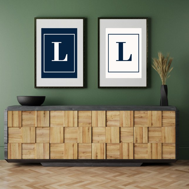 Initialbokstav | Grått modernt minimalistiskt mono Poster (Skapare uppladdad)