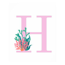 Initialbokstav H Monogram Rosa Teal Korall Affisch