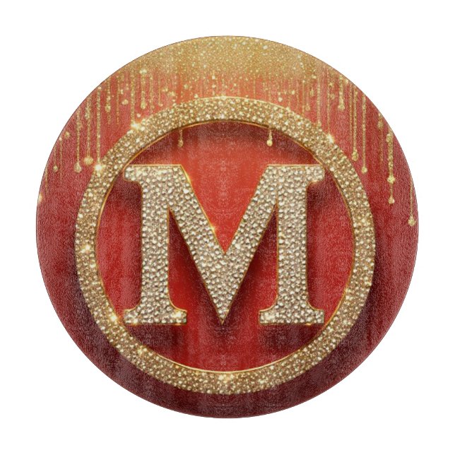Initialbokstav M Guld Glitter Monogram (Framsidan)