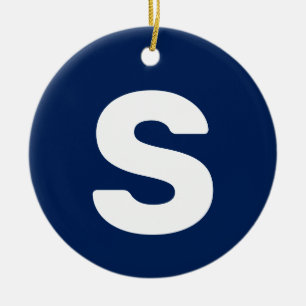 Initialbokstav Marinblå Enkel Elegant Julgransprydnad Keramik