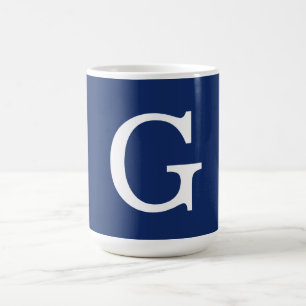 Initialbokstav Monogram Blå Vit Enkel Enkel Kaffemugg