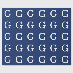 Initialbokstav Monogram Blå Vit Enkel Enkel Presentpapper