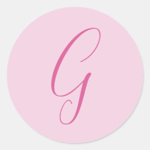Initialbokstav Monogram Ljusrosa Enkel Chic Runt Klistermärke