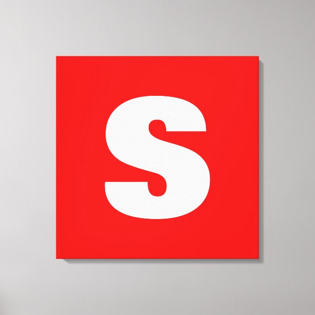 Initialbokstav Monogram Modern Stil Röd Vit Canvastryck (Framsida)