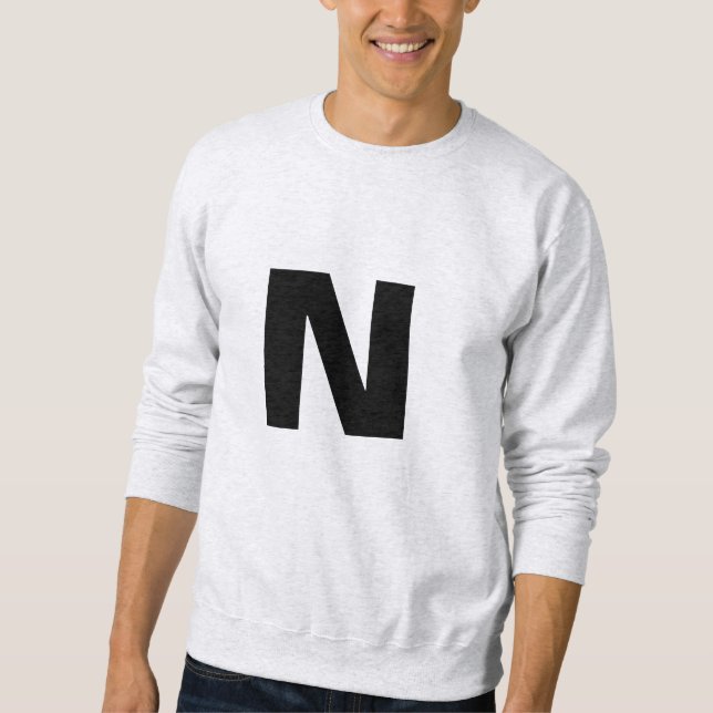 Initialbokstav Monogram Modern Trendig Personlig Lång Ärmad Tröja (Framsida)