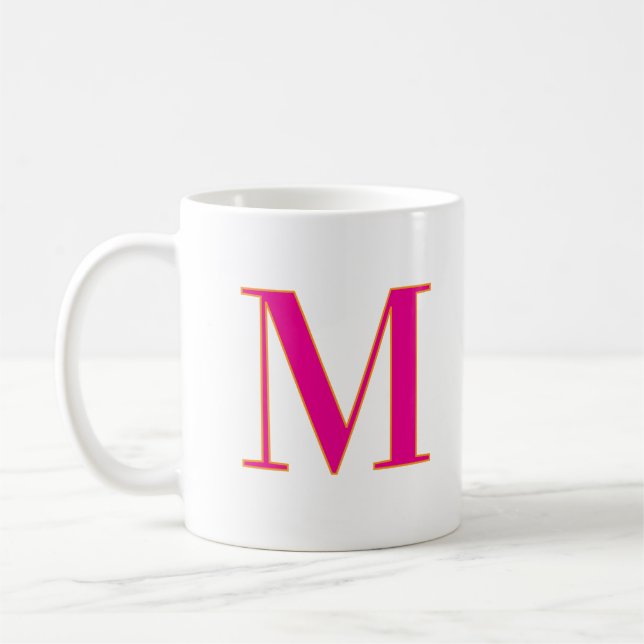 Initialbokstav Monogram Modern Trendig Rosa Kaffemugg (Vänster)
