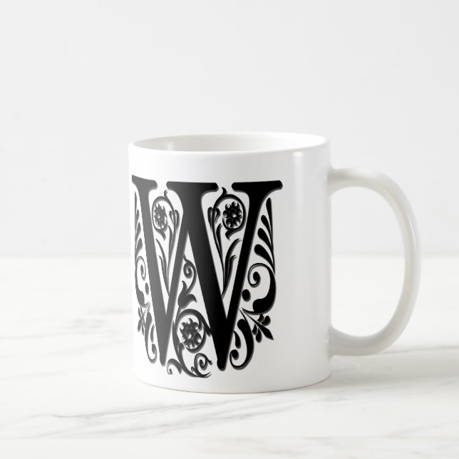 Initialbokstav Monogram - pappersklippt stil Kaffemugg (Höger)