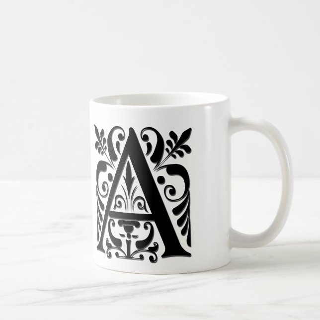 Initialbokstav Monogram - pappersklippt stil Kaffemugg (Höger)