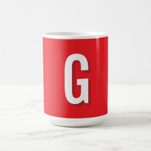 Initialbokstav Monogram Röd Vit Enkel Enkel Kaffemugg