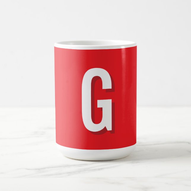 Initialbokstav Monogram Röd Vit Enkel Enkel Kaffemugg (Center)