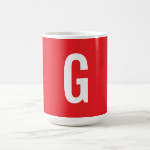 Initialbokstav Monogram Röd Vit Enkel Enkel Kaffemugg