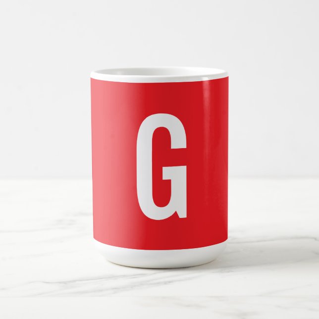 Initialbokstav Monogram Röd Vit Enkel Enkel Kaffemugg (Center)