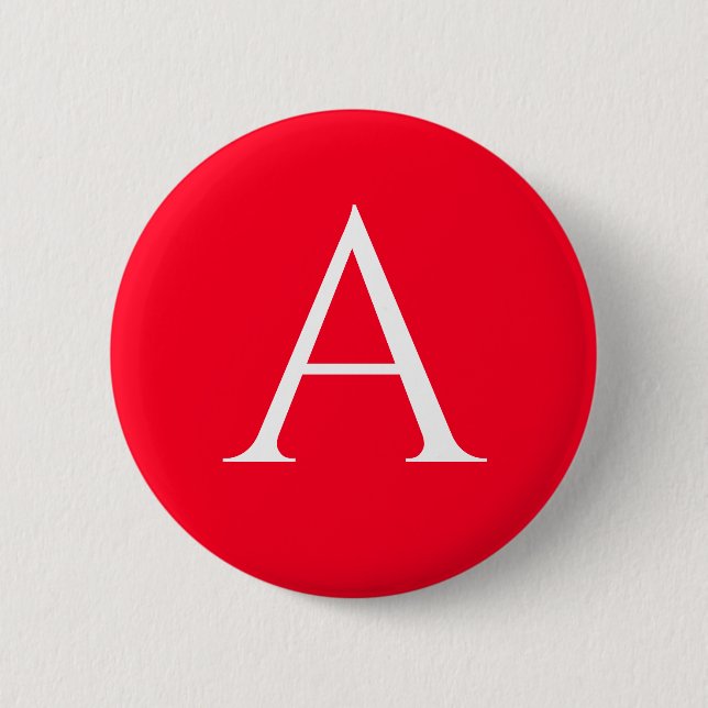 Initialbokstav Monogram Röd Vit Enkel Enkel Knapp (Framsida)