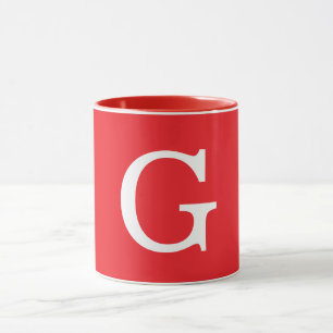 Initialbokstav Monogram Röd Vit Enkel Enkel Mugg