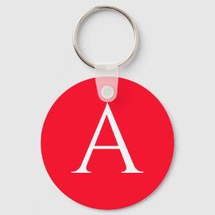 Initialbokstav Monogram Röd Vit Enkel Enkel Nyckelring