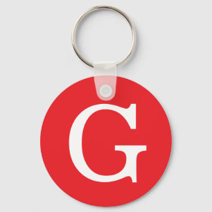Initialbokstav Monogram Röd Vit Enkel Enkel Nyckelring