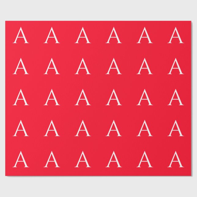 Initialbokstav Monogram Röd Vit Enkel Enkel Presentpapper (Platt)