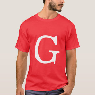 Initialbokstav Monogram Röd Vit Enkel Enkel T Shirt