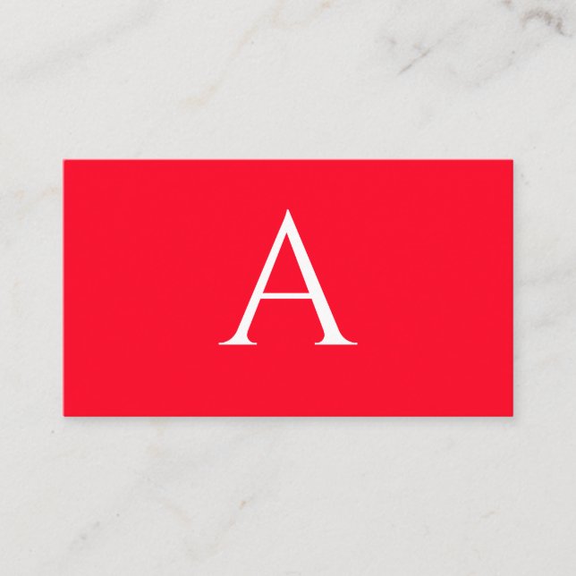 Initialbokstav Monogram Röd Vit Enkel Enkel Tilläggskort (Framsida)