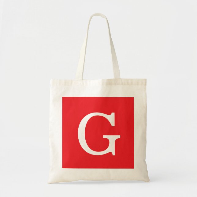 Initialbokstav Monogram Röd Vit Enkel Enkel Tygkasse (Framsidan)