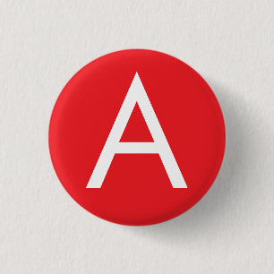 Initialbokstav Monogram Röd Vit Enkel Modern Knapp
